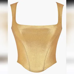 House of CB Karia Foil Corset Top in Gold Size XL thumbnail 13
