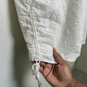 Tiger Mist Women Cotton Eyelet Halter Mini Dress Small White Ruched Boho‎ Resort thumbnail 3