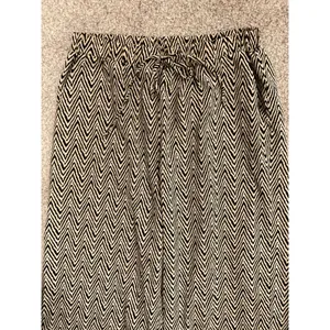 Umgee Boho Wide Leg Drawstring Waist Pants | Silky Chevron Print | Size Small thumbnail 4