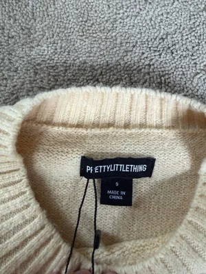 PrettyLittleThing Cream Knit Sweater – Size S thumbnail 4