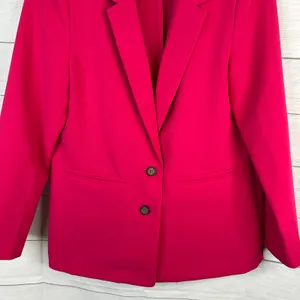 Old Navy Women S Berry Pink Relaxed Unlined Blazer 2 Button Workwear Jacket thumbnail 4