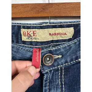 BKE Sabrina Bootcut Jeans Womens 27x33.5 Blue Dark Wash Stretch Distressed Slim thumbnail 3