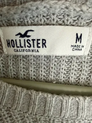 Hollister Light Gray Crewneck Knit Sweater thumbnail 2