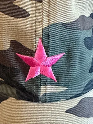 Women’s Camouflage Distressed Baseball Hat Pink Embroidered Star Adjustable Cap thumbnail 2