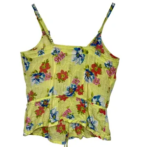 Abercrombie & Fitch Yellow White Blue Green Floral Peplum Cami Tank Top Size S thumbnail 2