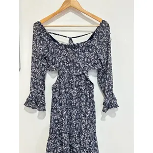Lulus Blissful Sweetie Navy Blue Paisley Tiered Cutout Midi Dress Size XS thumbnail 3