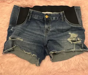 Isabel Maternity Distressed Denim Midi Shorts Size 8 thumbnail 1