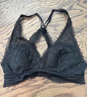 Victoria's Secret Black Lace Bralette with Racerback Detail thumbnail 1