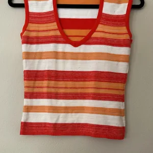 Vintage Striped Red and Orange Women's Top Size L thumbnail 8