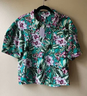 Walter Baker Jodie Top Cropped Hawaiian Shirt Amazon Tropic Women's Size Large thumbnail 1