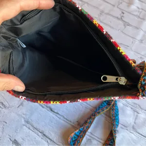 Boho Beaded Fringe Multicolored Embroidered Floral Fabric Crossbody Bag Purse thumbnail 10