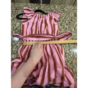 $298 Kate‎ Spade Calais Pink Stripe Ruffle Flutter Dress Size Small Belted!! thumbnail 8