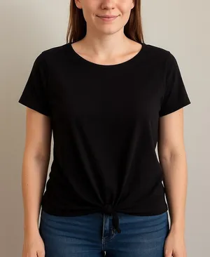 Old Navy Black Tie-Front Cotton T-Shirt – Women’s Medium thumbnail 1