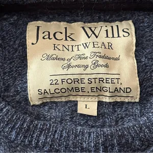 Jack Wills Women’s Size L Blue Tinsbury Merino Wool Blend Cable Knitted Sweater thumbnail 4