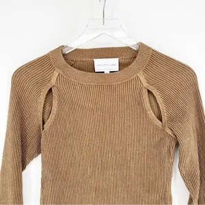 The Fifth Label Women's Ribbed Knit Cut Out Sweater Size XS Tan Model‎ Off Duty thumbnail 4