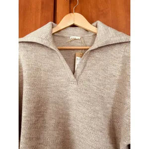 OGL Sweater V-Neck Collar Ribbed Heather Brown Tan Size Small NEW thumbnail 3