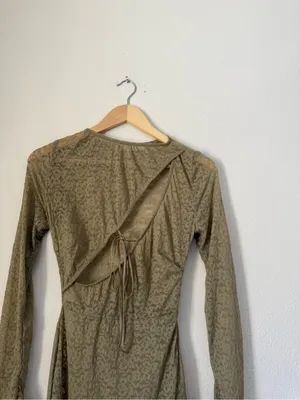 House of CB Giovanna Taupe Tie-Front Cutout Long Sleeve Maxi Dress thumbnail 5