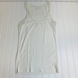 Y2k Aerie White Lace Yoke Racer Tank Top Sz Medium thumbnail 7