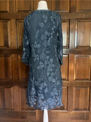 NWT Soft Surroundings Starling‎ Silk Dress XS 2-4 Mallard Blue Floral Boho Midi thumbnail 6