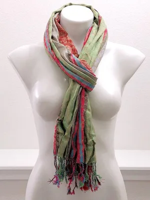 Pashmina Cerbaro (Made in Italy) Scarf Green Multi L 75” thumbnail 5