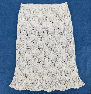 Crochet Lace Angel Skirt Ivory Cream Hand Knit Midi Length Boho Beach Fairy thumbnail 1