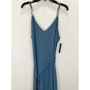 Lulus Dusty Blue Tie Back Slip Mini Dress Adjustable Straps Chiffon Large NWT thumbnail 3