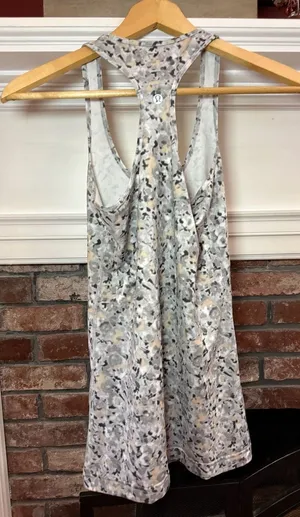 Lululemon Cool Racerback Tank Top in Floral Grey Black and Beige Print thumbnail 3