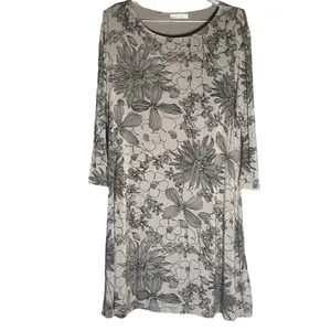 Bryn Walker Irys Black and Grey Stretch Jersey Floral‎ Dress Sz XL thumbnail 3
