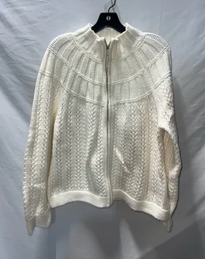 Talbots Women’s XL Cream Zip-Front chunky Cable Knit Sweater thumbnail 1