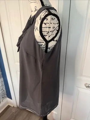 Apt. 9 Gray Sleeveless Pleated Ruffle Halter Blouse thumbnail 3