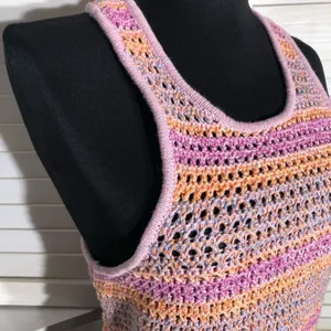 Cotton On Crochet Crop Tank Top Pink Purple Size Medium thumbnail 5