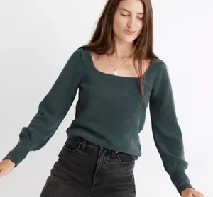Madewell Black Ottoman Rib Squareneck Top thumbnail 1