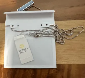 Kendra Scott Leanor Silver Tone Rhodium Plated Periwinkle Necklace NWT thumbnail 3