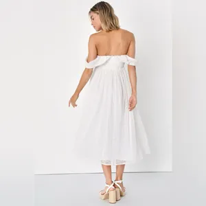 Lulus Lovely Charisma White Eyelet‎ Embroidered Off-The-Shoulder Dress thumbnail 3