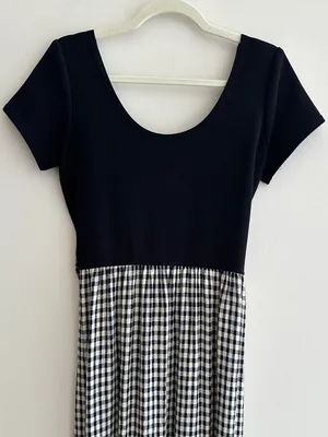 Panáche Vintage Gingham Print Belted Midi Dress, Black/Cream, Size 8 thumbnail 2