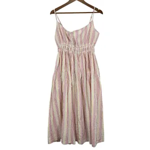 Maison Me Chrissy Dress Striped Rainbow Seersucker Sundress Midi Dress Babymoon thumbnail 2