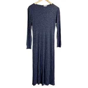 Rachel Pally Navy Metallic Ribbed Mara Maternity Long Sleeve Midi Dress Size S thumbnail 4
