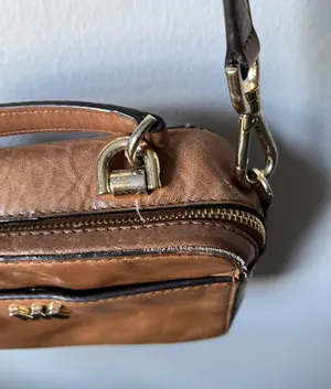 Michael Kors Tan Leather MK Crossbody Purse thumbnail 3