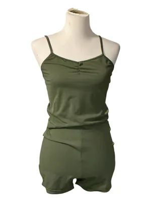 Weissman Olive Green Mesh Button-Down Over-Shirt & Cami Romper Set – Size LA (Large Adult)l thumbnail 3