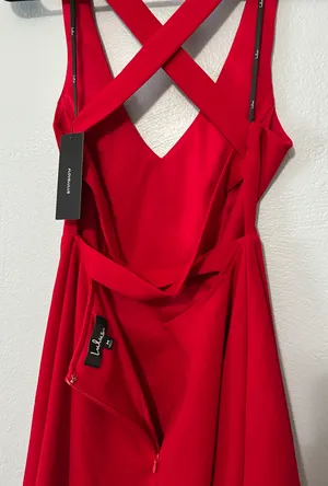 Lulus NWT Katrina Red Strappy Sleeveless Skater Dress thumbnail 8