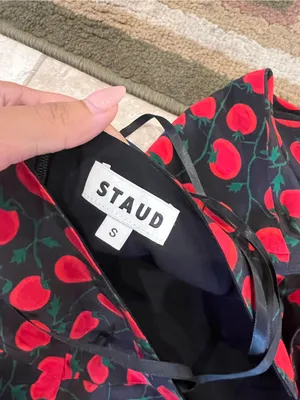 STAUD Lucca Midi Dress with Red Tomato Print thumbnail 2