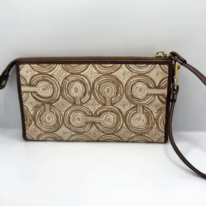COACH Brown Aud Tan Optic Swirl Wallet Wristlet thumbnail 2