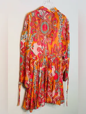 Sundress Blair Havana Framboise Orange Pink Paisley Metallic Mini Dress thumbnail 8