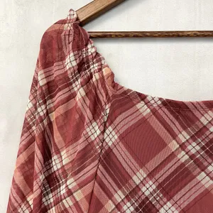 Almost Famous Womens Plaid Mesh Corset Top M Ruched Milkmaid Y2K Grunge Coquette thumbnail 7