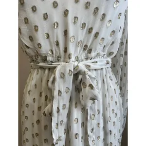 Lulus‎ One Shoulder White & Gold Polka Dot Maxi Dress Grecian Goddess Size S thumbnail 10