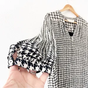 Anthro Maeve Margaret Houndstooth Tunic Ruffle Hem Long Sleeve Mini Dress thumbnail 4