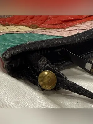 Vintage Snakeskin Reptile Patchwork Purse Puffy Shoulder Bag Unique Whimsy 80s Black thumbnail 12
