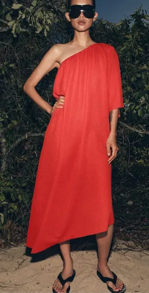 Zara Asymmetric knit dress. S thumbnail 1
