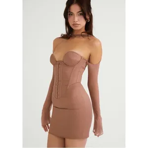 NWOT House of CB Mayara Structured Corset Mini Dress Mocha Brown Sz XL PLUS CUP thumbnail 2