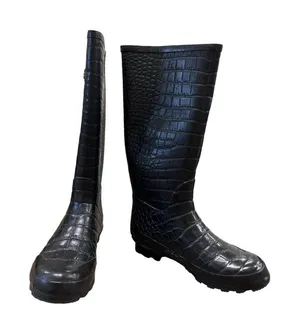 Khombu Womens Black Crocodile-Embossed Rain & Snow Boots Size 10 thumbnail 1